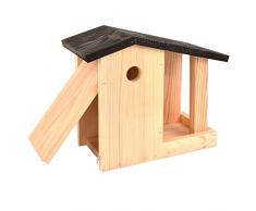 Esschert Design Nistkasten und Futterhaus 2 in 1 aus Kiefernholz, 27,8 x 13,7 x 24,4 cm, Nistkasten, Futterhaus, Futterstation mit Klapptür