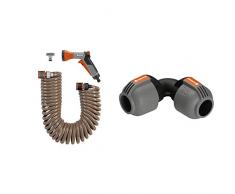Gardena Spiralschlauch-Set 10 m: Spiralförmiger Gartenschlauch & Sprinklersystem L-Stück: Rohrverbinder für Richtungsänderung des Verlegerohrs, 25 mm, kompatibel Verlegerohre 25 mm