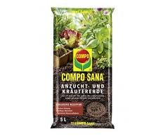 COMPO SANA Anzucht- und Kräutererde mit 6 Wochen Dünger für alle Jung- und Kräuterpflanzen, Kultursubstrat, 5 Liter
