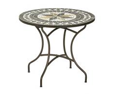 Dehner Gartentisch Diana, Ø 90 cm, Höhe 75 cm, Metall, mosaikoptik, braun/grau/weiß