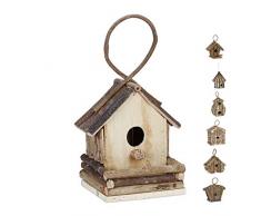 Relaxdays Deko Vogelhaus zum Aufhängen, unbehandeltes Holz, Balkon, Garten, Nistkasten HxBxT: 32 x 18 x 14,5 cm, Natur