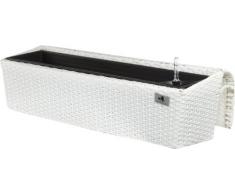 GARTENFREUDE Polyrattan Balkonkasten Blumenkasten, 82 x 25 x 22 cm, mit Bewässerungssystem, weiß