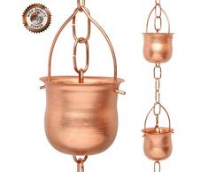 Regen Kette für Dachrinnen, Kupfer Made, ersetzen downspouts, schafft Outdoor Wasserfall, glänzt in der Sonne, einfach zu installieren, mit V Haken Kit, dekorative und moderne Art zu sammeln Wasser, Uhr Garantie