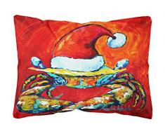 Carolines Treasures Deko-Kissen, Motiv Krabbe in Weihnachtsmütze, Nikolausmütze, Leinenstoff, groß, Mehrfarbig