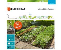 GARDENA 13015-20 Micro-Drip Start Set Pflanzflächen, ideales Einsteiger-Set zur Bewässerung von bis zu 40m² Blumenbeet/Nutzgartenbeet, enthält zahlreiche Systemteile zum Aufbau einer Bewässerungsanlage für Ihre Pflanzen