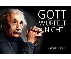 Schatzmix Albert Einstein - Gott würfelt Nicht! spruche Metal Sign deko Schild Blech Garten