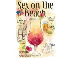 Schatzmix Cocktail Rezept Recipe Sex on The Beach Vodka USA helle Hintergrund Metal Sign deko Sign Garten Blech