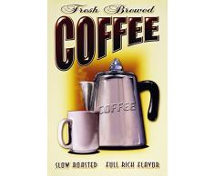 Schatzmix Fresh Brewed Coffee Slow Roasted Kaffee Metal Sign deko Sign Garten Blech