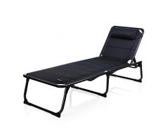 Campart BE-0655 Sonnenliege/ Gartenliege Siena, mit Kopfpolster, in 5 Positionen verstellbar, One Size, Dunkelblau