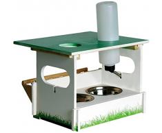 dobar 70130 Futterbar-Set Hopsi inklusive Zwei Edelstahlnäpfe, Heuraufe und Trinkflasche, 31 x 25 x 21,5cm