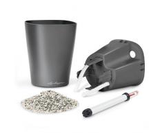 LECHUZADELTINI Tischgefäße Pflanzgefäß mit Erd-Bewässerungs-System, Anthrazit Metallic, 14 x 14 x 18 cm