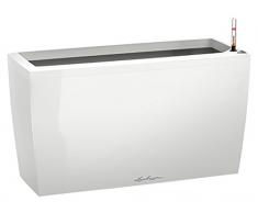 LECHUZACARARO Premium Pflanzgefäß mit Erd-Bewässerungs-System, Weiß Hochglanz, 75 x 30 x 43 cm