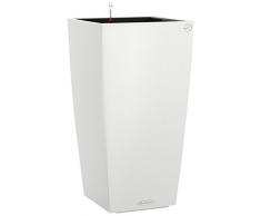 LECHUZA CUBICO Color 22, Weiß, Hochwertiger Kunststoff, Inkl. Bewässerungssystem, Herausnehmbarer Pflanzeinsatz, Für Innen- und Außenbereich, 13160