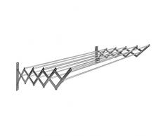 Sauvic 90855 - Wäscheständer, ausziehbarer, aus Edelstahl, mit 10 Aluminium Stäbe, 100 cm.