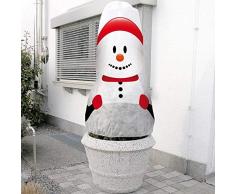 NOOR Winterschutz Vlieshaube Schneemann B 130 x H 160cm I Frostschutzhaube für Pflanzen I Winterschutz für Pflanzen Überwinterung I Frostresistenter Pflanzenvlies/Winterschutzvlies I Schneemann-Look