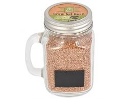 Esschert Design Pflanzset Becher Basilikum aus Glas und Weißblech,10,7 x 7,9 x 13,5 cm