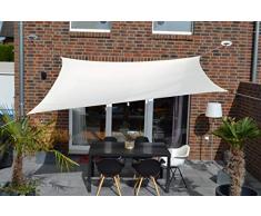 Floracord 06-77-07-38 Vierecksonnensegel mit Regenschutz 2,5 x 3 m inklusive Zubehör mit dauerelastischen Spanngurten, elfenbein