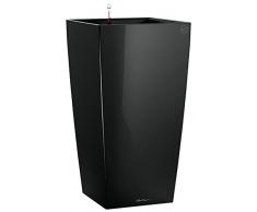 LECHUZA CUBICO Premium 30, Schwarz Hochglanz, Hochwertiger Kunststoff, Inkl. Bewässerungssystem, Herausnehmbarer Pflanzeinsatz, Für Innenraumbegrünung, 18186