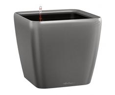 LECHUZA QUADRO Premium LS 50, Anthrazit Metallic, Hochwertiger Kunststoff, Inkl. Bewässerungssystem, Herausnehmbarer Pflanzeinsatz, Für Innen- und Außenbereich, 16283