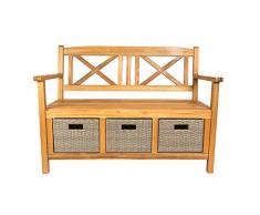 SAM Gartenbank Flora, 121 cm, 2-Sitzer Bank, Akazienholz geölt, inkl. 3 Polyrattan-Körbe, FSC Zertifiziert