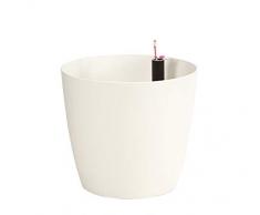 Dehner Pflanztopf Mila mit Selbstbewässerungs-System, Ø 39 cm, Höhe 36 cm, Kunststoff, weiß