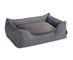 HUNTER Boston Hundesofa, Hundebett, Wendekissen mit Plüschbesatz,pflegeleicht, 120 x 80 cm, grau