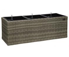 GARTENFREUDE Pflanzkübel Pflanzgefäße Blumenkübel Blumentopf für Blumen etc. Polyratten 102 x 36 x 36 cm, inkl. Kunststoffeinsatz mit Bewässerungssystem, wetterfest, naturfarben