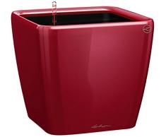 LECHUZA QUADRO Premium LS 21, Scarlet Rot Hochglanz, Hochwertiger Kunststoff, Inkl. Bewässerungssystem, Herausnehmbarer Pflanzeinsatz, Für Innen- und Außenbereich, 16127