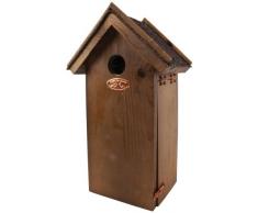 Esschert Design Nistkasten, Vogelhaus Kohlmeise in braun, Bitumen, ca. 18 cm x 14 cm x 32 cm