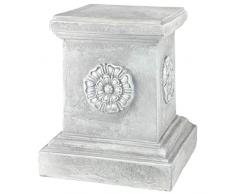 Design Toscano Englische Rosette Skulptursockel für den Garten Basisheber, Polyresin, Antikes Steingrau, groß 33 cm