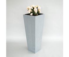Pflanzkübel Blumenkübel Blumentopf Fiberglas Säule konisch LxBxH 30x30x90cm grau.