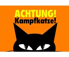 Schatzmix Achtung kampfkatze Metal Sign deko Schild Blech Garten Comic lustig Kater