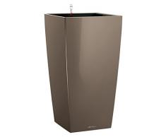 LECHUZA CUBICO Premium 40, Taupe Hochglanz, Hochwertiger Kunststoff, Inkl. Bewässerungssystem, Herausnehmbarer Pflanzeinsatz, Für Innenraumbegrünung, 18215