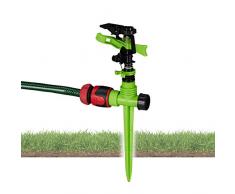 Relaxdays, grün-schwarz Impulsregner Garten, Bewässerung großer Flächen bis 150m², 7 m Reichweite, 360°, Rasensprenger