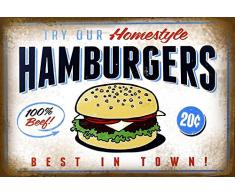 Schatzmix Homestyle Burgers Best in Town Restaurant Cafe Metal Sign deko Sign Garten Blech