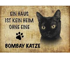Schatzmix EIN Haus ist kein heim ohne eine Bombay Katze Metal Sign deko Schild Blech Garten