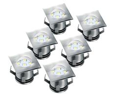 Ranex 5000.476 LED-Bodeneinbaustrahler (6er-Set) für Außen / eckig / befahrbar / belastbar bis zu 1.250 kg / 12 Volt Niedervolt (inkl. Netzteil) / 12m Kabel