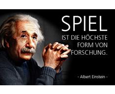 Schatzmix Albert Einstein - Spiel ist die höchste Form von forschung Spruch Metal Sign deko Schild Blech Garten