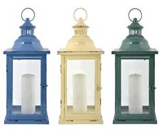 Esschert Design Laterne in 3 Farben L aus Eisen und Glas, 20,3 x 20,3 x 48,3 cm