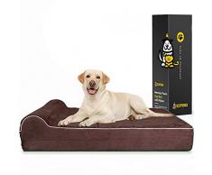 Orthopädisches Hundebett, Memoryschaum, mit Kissen, Abnehmbarer Bezug und Rutschfester Unterseite, 17,8 cm dick, inkl. wasserdichter Einlage, Jumbo XL für große Hunde, X-Large, braun