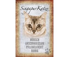Schatzmix Katze steckbrief: Singapur Katze - hübsch, anschmiegsam, pflegeleicht, ruhig Metal Sign deko Schild Blech Garten