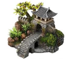 Europet Bernina 234-411933 Aquariendekoration Gate Bridge mit Pflanzen, 15.7 x 13.5 x 11.5 cm
