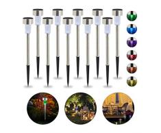 Relaxdays Solarleuchte im 10er Set, wasserdichte LED Solarlampen, für Garten & Terrasse, Farbwechsel, Edelstahl, silber