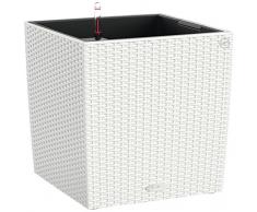 LECHUZA CUBE Cottage 50 Pflanzgefäß mit Erd-Bewässerungs-System, Weiß, 50 x 50 x 50 cm