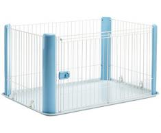 IRIS, Welpenauslauf / Freigehege / Laufstall / Welpengitter CLS-1130, Kunststoff, Groß ,ohne Dach, Weiß / Blau, 113 x 78,8 x 60 cm