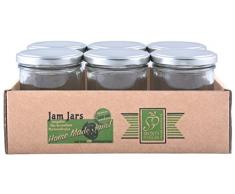 Esschert Design Marmeladenglas 6er Set L aus Glas und Weißblech, 22,3 x 14,2 x 9,8 cm