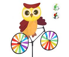 Relaxdays Windrad Eule, Gartenstecker in tierischem Design, Kinder, für Balkon oder Terrasse, 89 cm hoch, Mehrfarbig