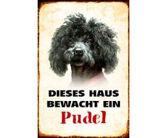Schatzmix Dieses Haus bewacht EIN pudel Poodle Hund Metal Sign deko Schild Blech Garten