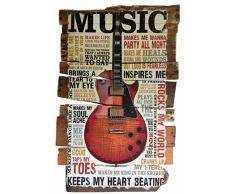 Schatzmix Musik Keeps My Heart Beating Gitarre Metal Sign deko Sign Garten Blech