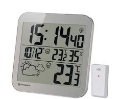 Bresser Wanduhr MyTime LCD Wetter-Wanduhr mit Außensensor, grau
